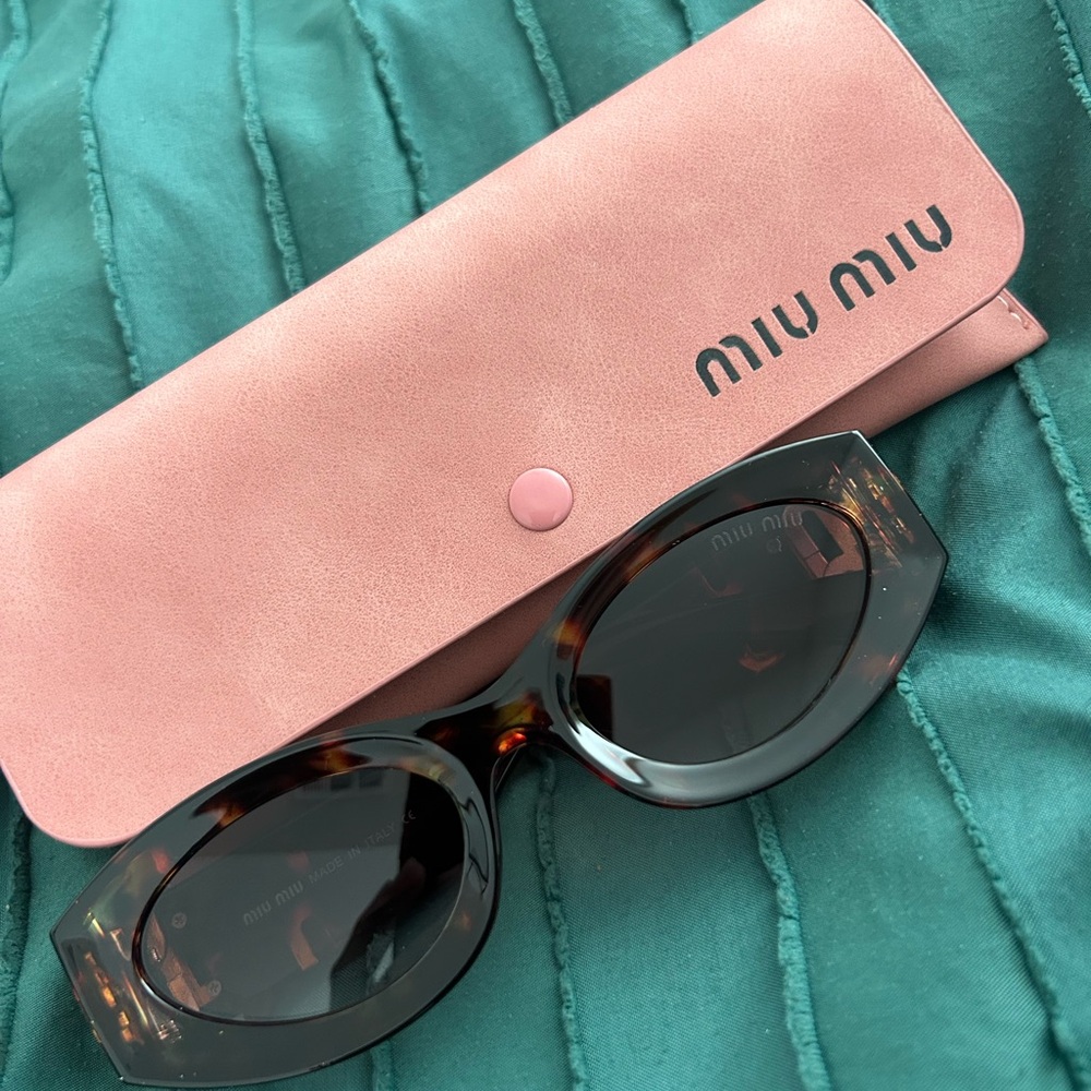 Miu Miu Tortoise Sunglasses with Pink Case